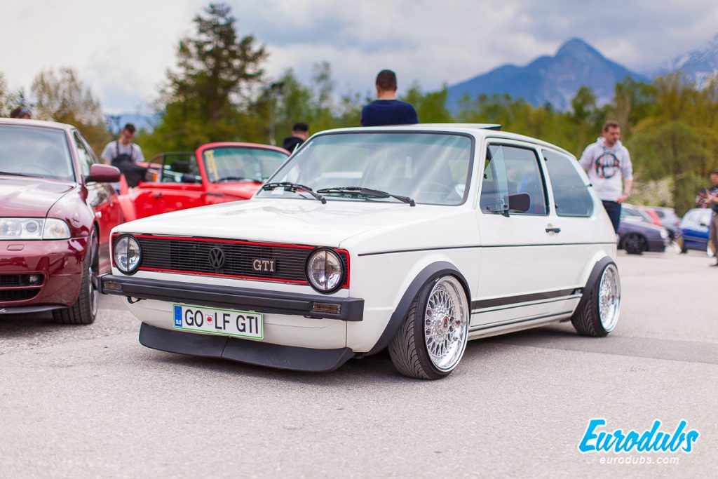 White Volkswagen Rabbit Lowered