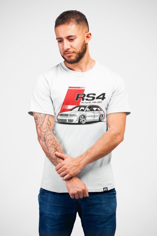 Audi RS4 white t-shirt men