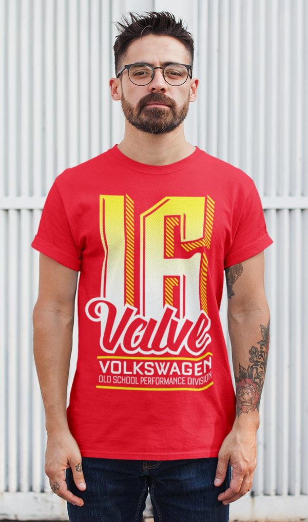 Red VW 16v round neck t-shirt