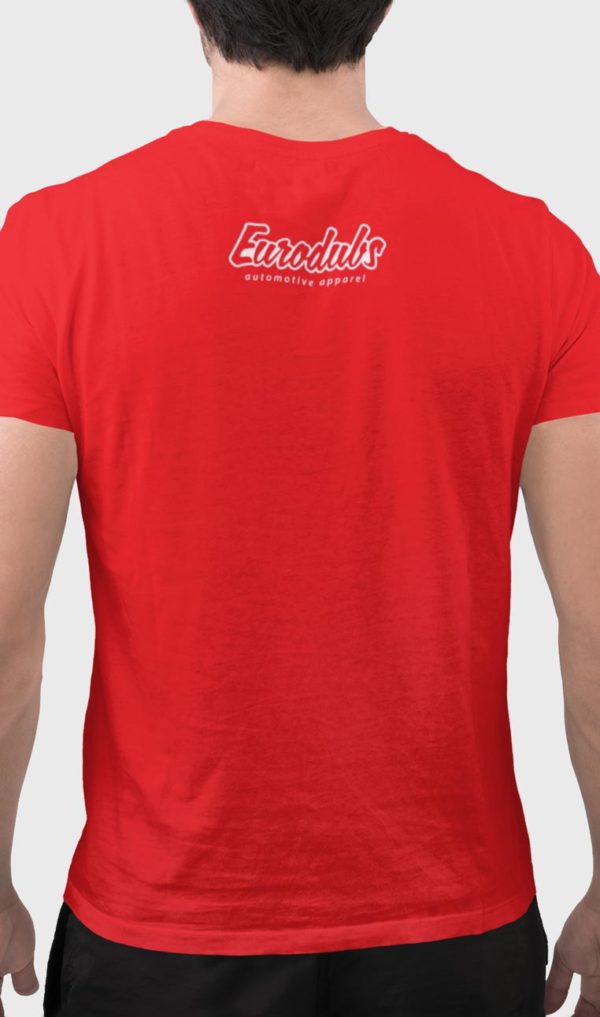 back red t-shirt with Eurodubs logo